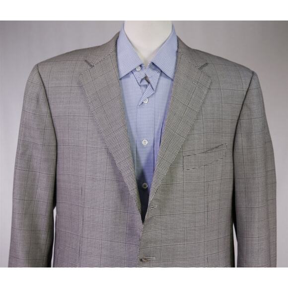 Ermenegildo Zegna Gray Houndstooth Windowpane Wool Silk Sportcoat Blazer 46R - Picture 3 of 11